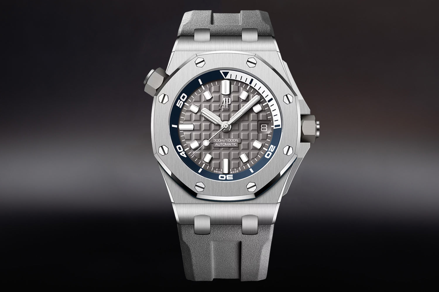 Audemars Piguet Royal Oak Offshore Diver stainless steel Grey Dial 15720ST.OO.A009CA.01 with gray rubber strap