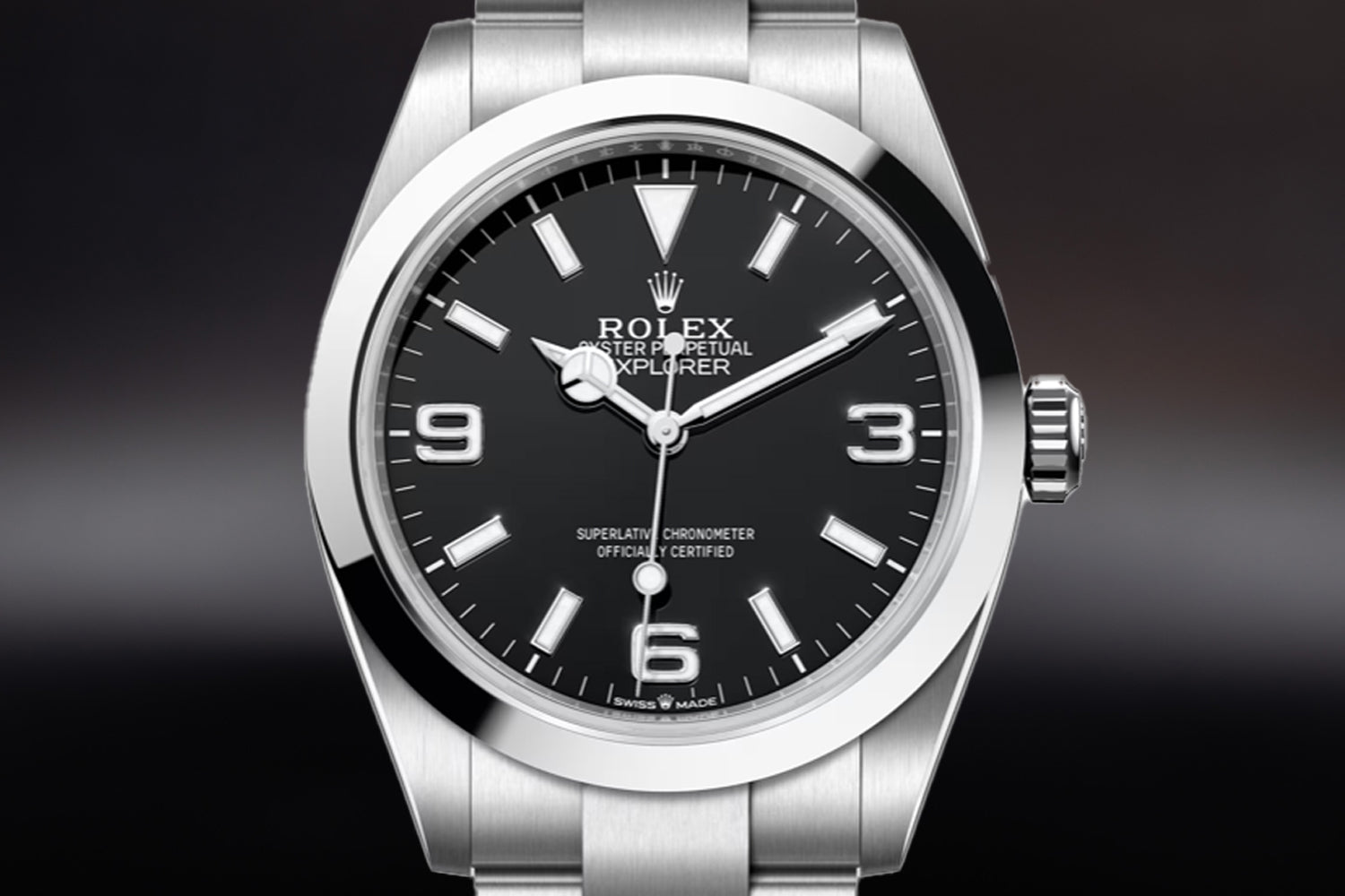Rolex Explorer 40 stainless steel with smooth bezel and black dial 224270