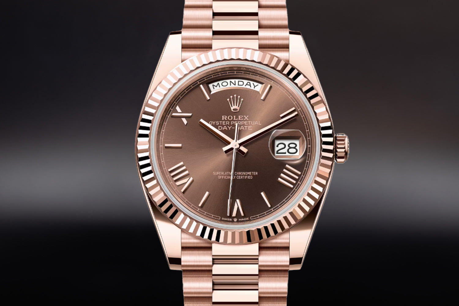 Rolex Day-Date 40 Everose Gold Chocolate Dial 228235