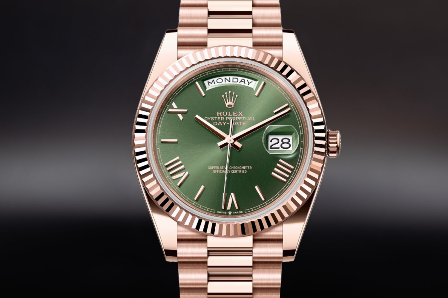 Rolex Day-Date 40 Everose Gold Olive Green Dial 228235