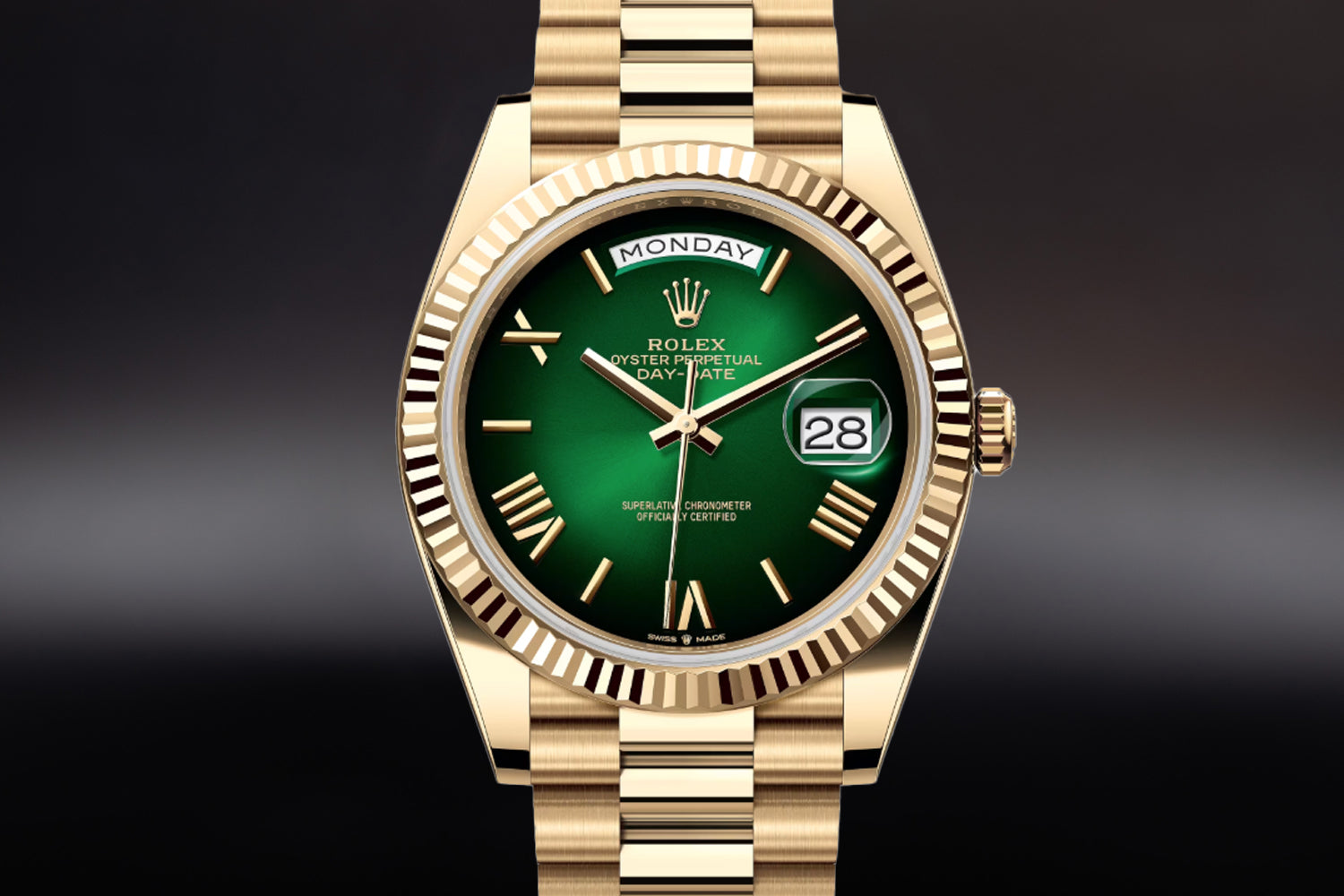 Rolex Day-Date 40 Yellow Gold Green Ombré Dial 228238