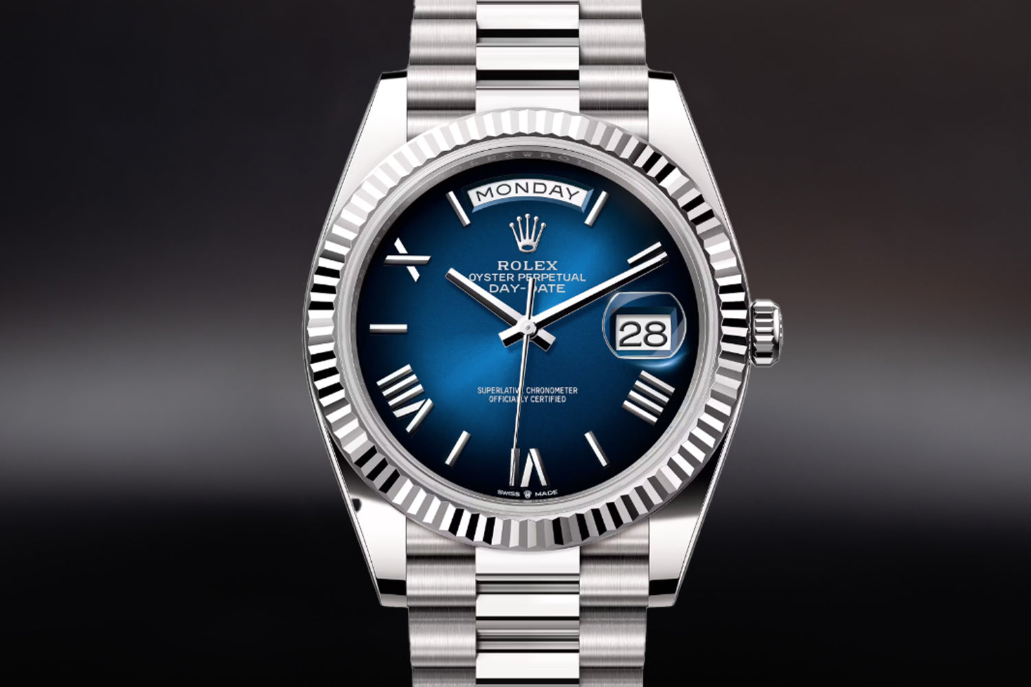 Rolex Day-Date 40 White Gold Blue Ombré Dial 228239