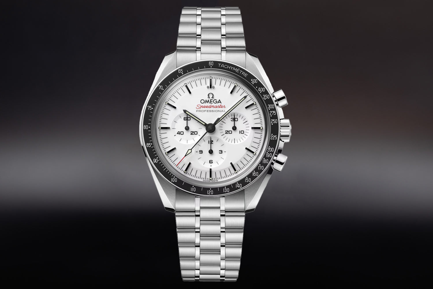 Omega Speedmaster Moonwatch Professional White Dial 310.30.42.50.04.001 with stainless steel integrated bracelet