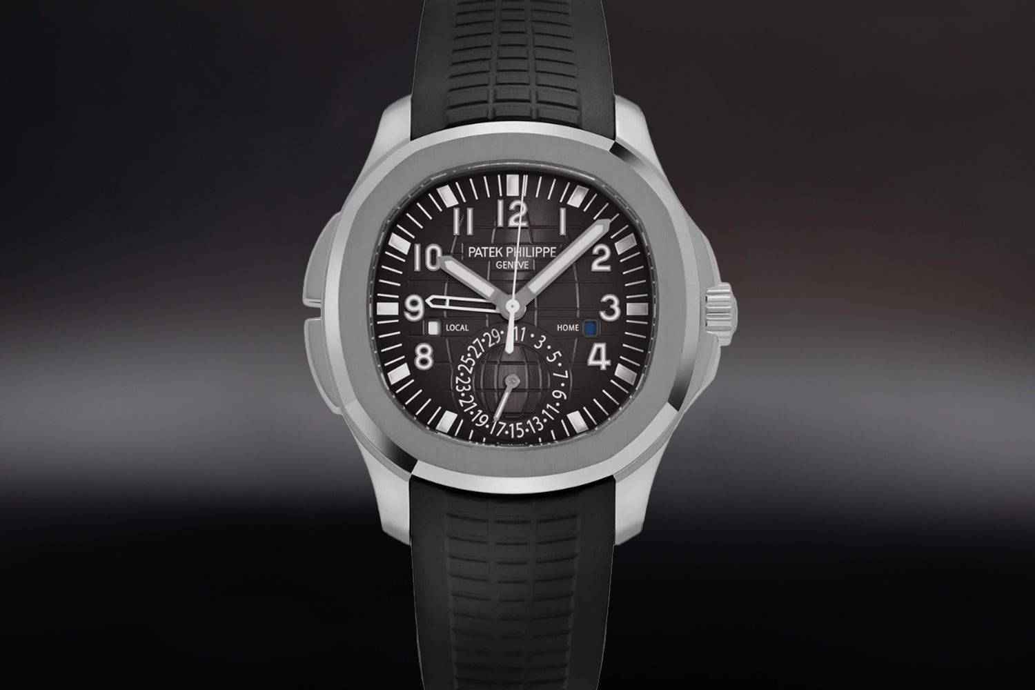 Patek Philippe Aquanaut stainless steel "Travel Time" 5164A-001 with black rubber strap