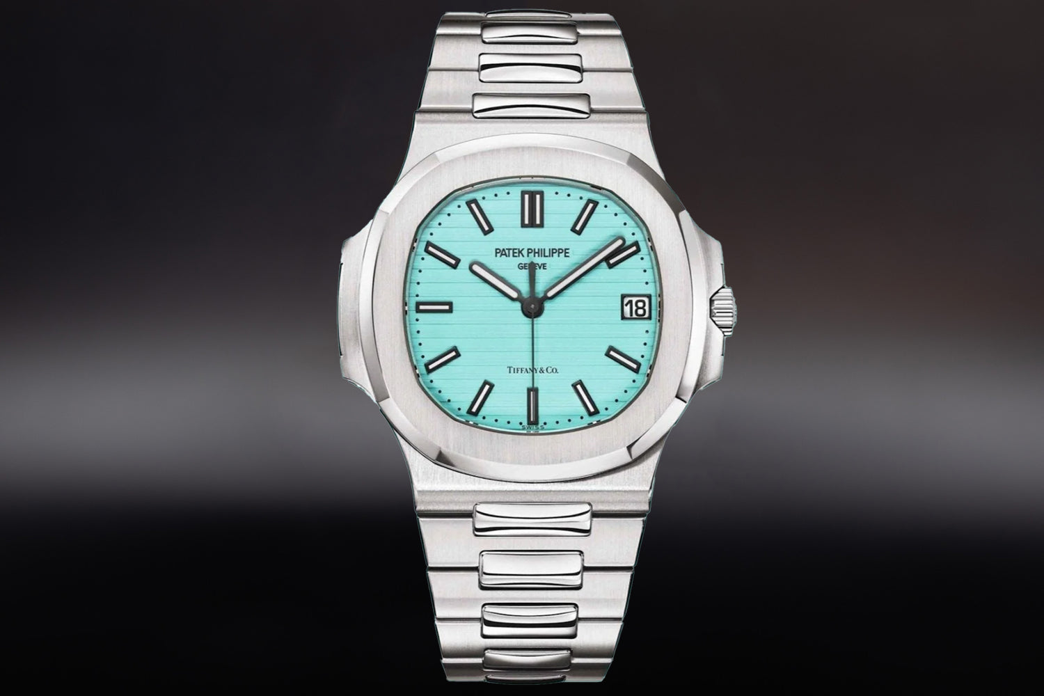 Patek Philippe Nautilus stainless steel "Tiffany & Co." turquoise Blue Dial 5711/1A-018 with integrated bracelet