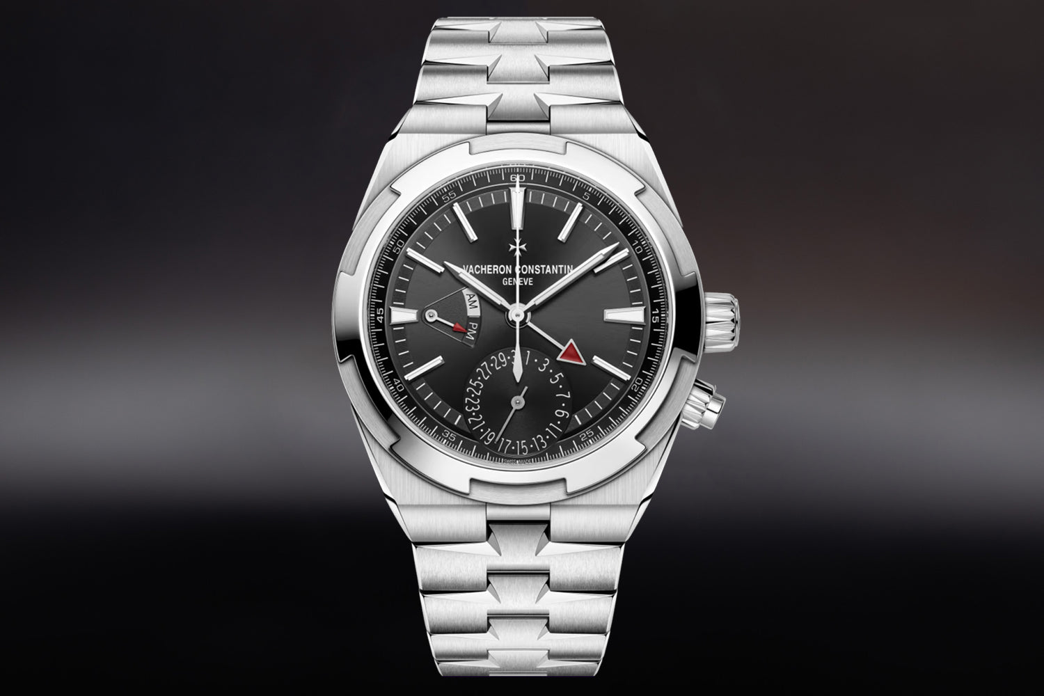 Vacheron Constantin Overseas Dual Time Black Dial 7920V/210A-B546 with stainless steel integrated bracelet