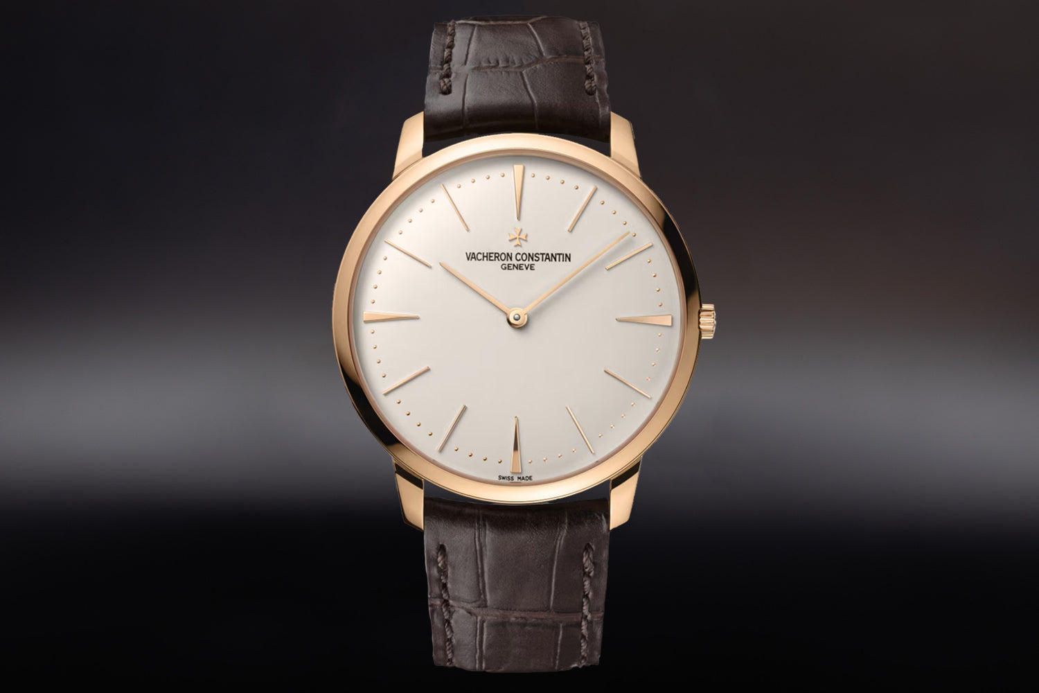 Vacheron Constantin Patrimony Manual-Winding Rose Gold Silver Dial 81180/000R-9159 with brown alligator strap