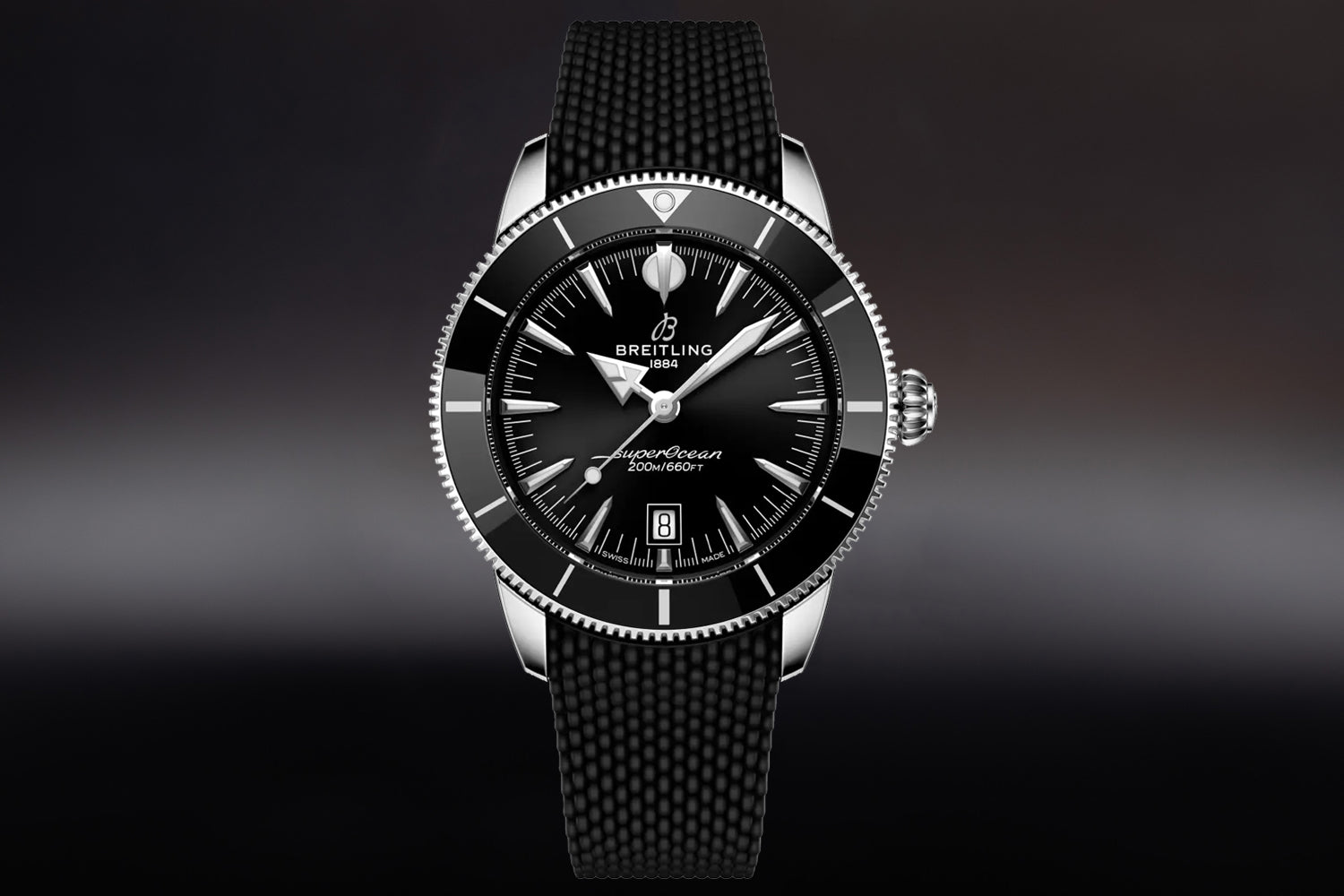 Breitling Superocean Heritage B31 stainless steel Automatic 44 Black Dial AB3112241B1S1 on black rubber strap