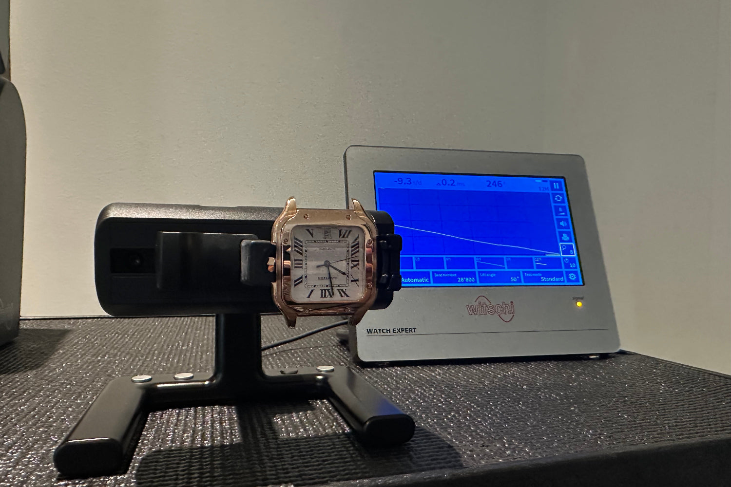 Cartier on Witschi watch expert IV timegrapher in 6CH position