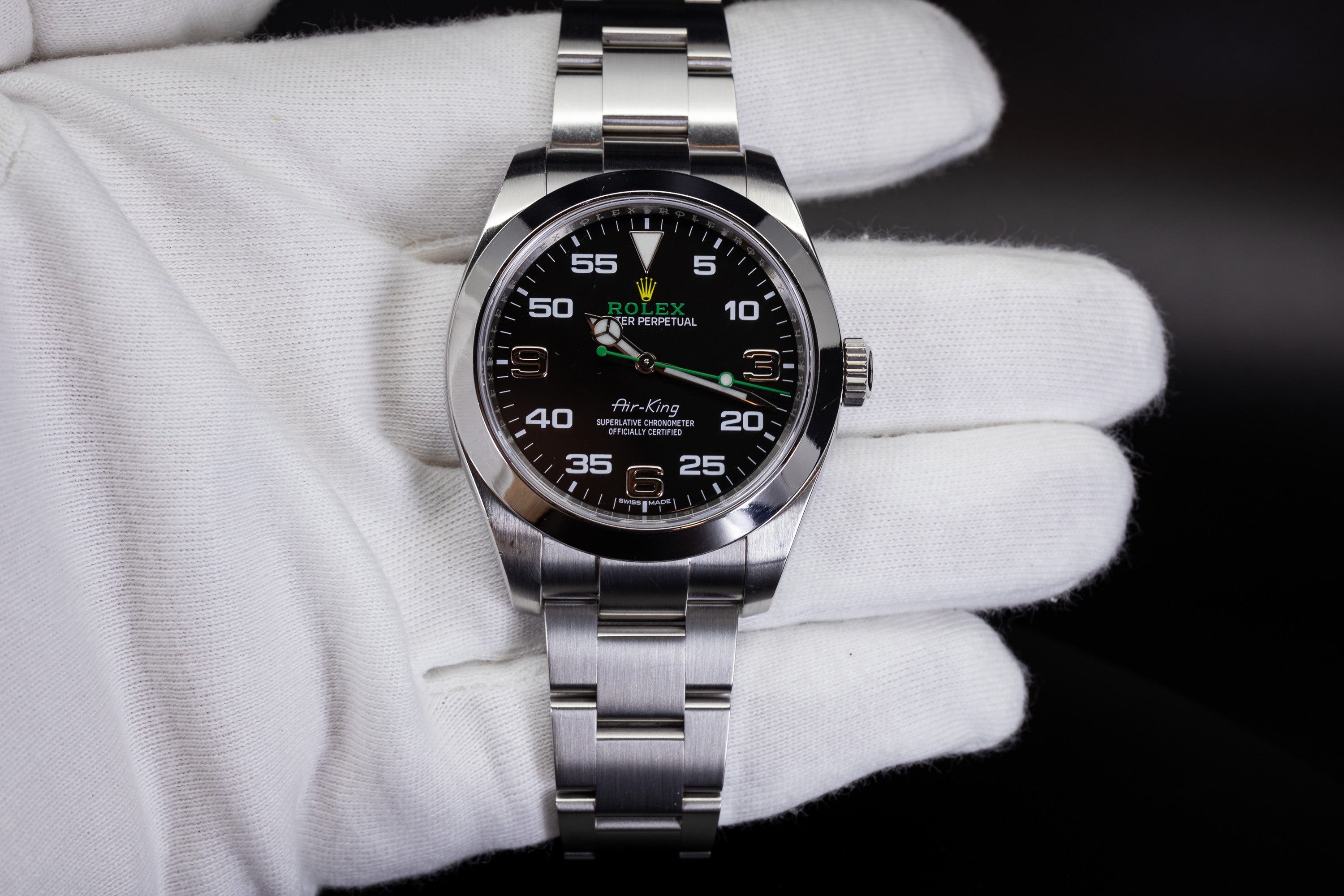 Rolex Air-King 40mm stainless steel with smooth bezel and Black Dial on Oyster bracelet 116900