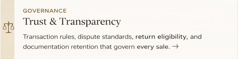 Finest Kind trust and transparency includes transaction rules, dispute standards, return eligibility, and documentation retention