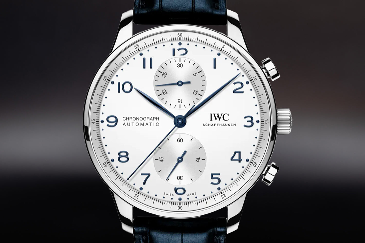 IWC Portugieser Chronograph White Dial with silver sub dials and blue Arabic numerals IW371605