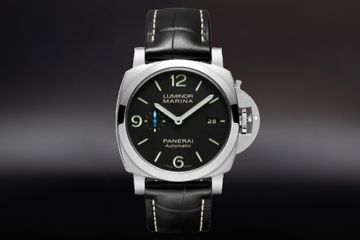 Panerai Luminor Marina 1950 3 Days Automatic stainless steel Black Dial PAM01312 with black alligator leather strap