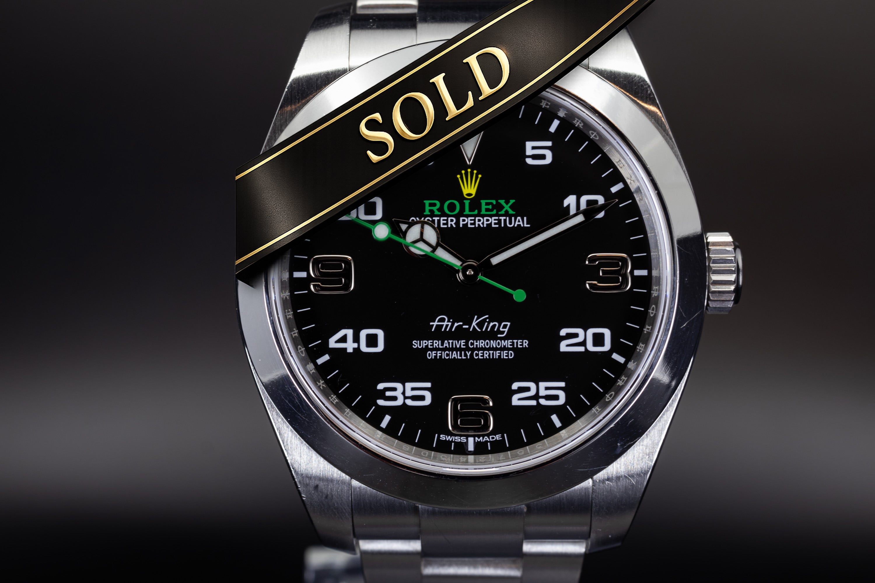 Rolex Air-King 40mm Black Dial Oyster SS 116900 with sold ribbon