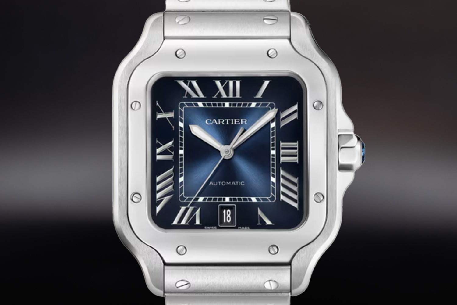 Cartier Santos De Cartier stainless steel Blue Dial size Large WSSA0071