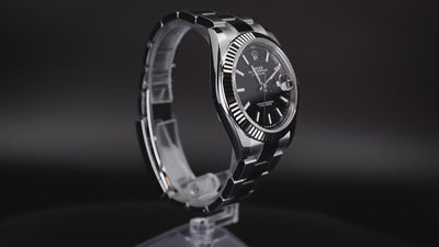 360 video of Rolex Datejust 41 126334 with fluted bezel, black dial, and stainless steel oyster bracelet